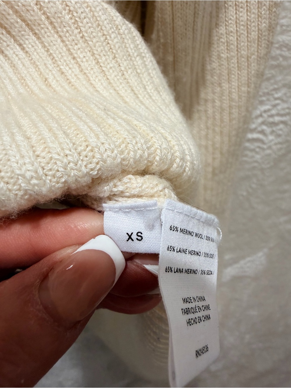 Banana Republic Merino Wool Silk Open Back Ribbed Sweater XS Ivory - Picture 9 of 13